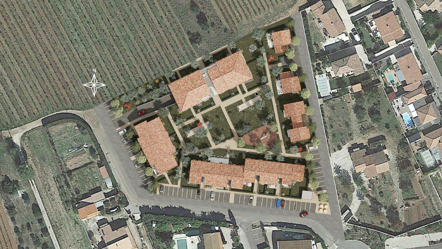 EKINOV | Plan masse - Projet immobilier Domaine de la Véraison - La Crau | Blender Cycles