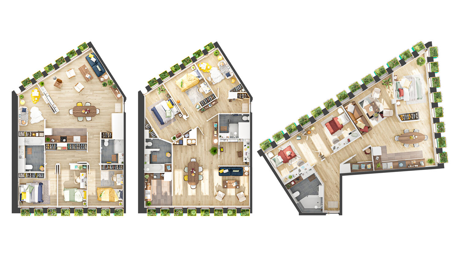NFU | Axonométries du projet immobilier Edison Lite - Manuelle Gautrand Architecture | 3dsmax vray