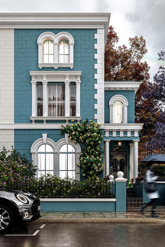 Illustration libre | Façade londonienne | 3dsmax Corona